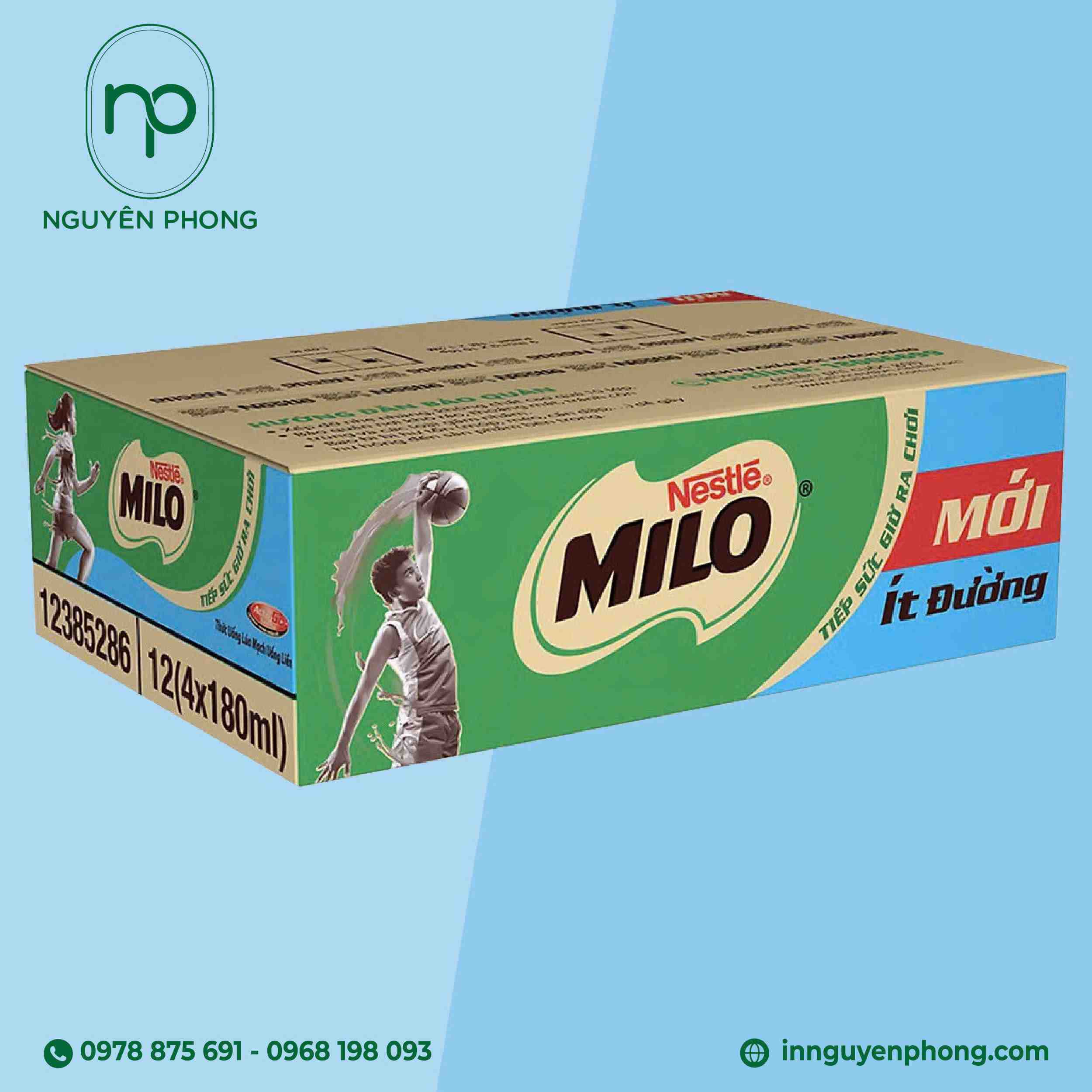 Thùng carton sữa Milo thiết kế đẹp, in sắc nét